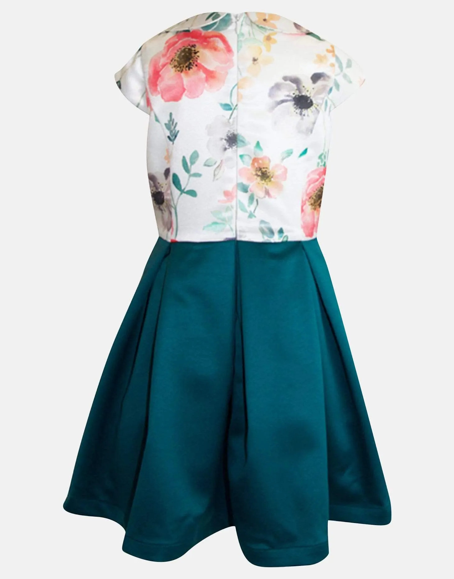 Aria: Coral poppy & jade dress & headband