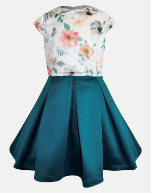 Aria: Coral poppy & jade dress & headband