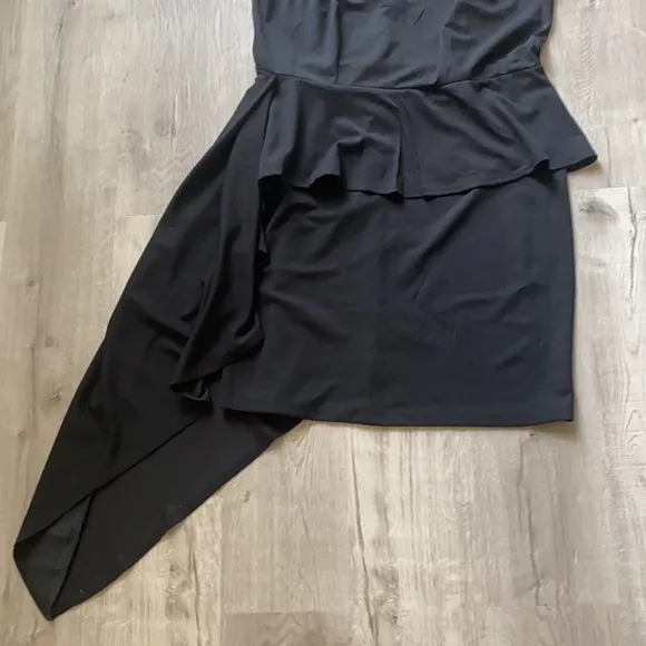 Ashley Stewart Asymmetric Peplum Black Dress