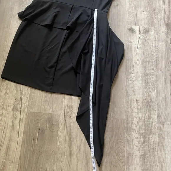 Ashley Stewart Asymmetric Peplum Black Dress