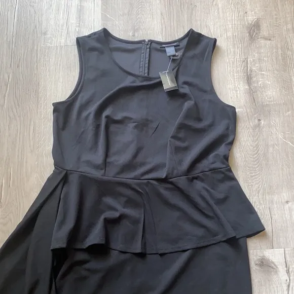 Ashley Stewart Asymmetric Peplum Black Dress