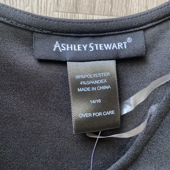 Ashley Stewart Asymmetric Peplum Black Dress