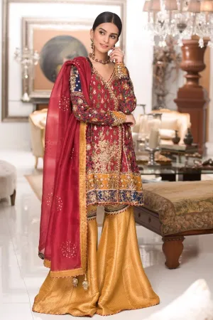 Asian Wedding Party Gharara in Red Color #Y2037