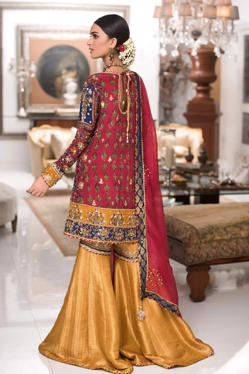 Asian Wedding Party Gharara in Red Color #Y2037
