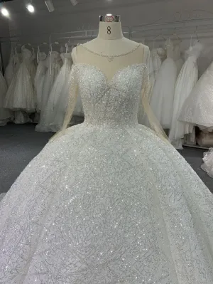 B203#Luxurious And Sexy Shoulder Bead Grown Wedding Dress