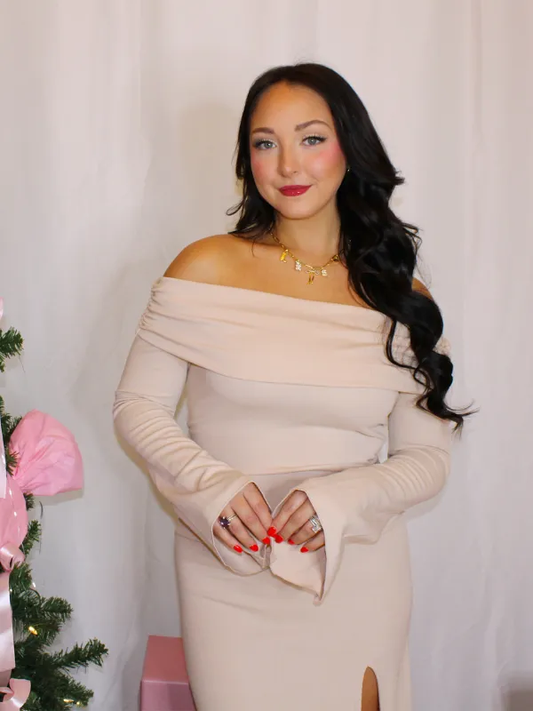 Baby It's Cold Outside Maxi Dress, Beige