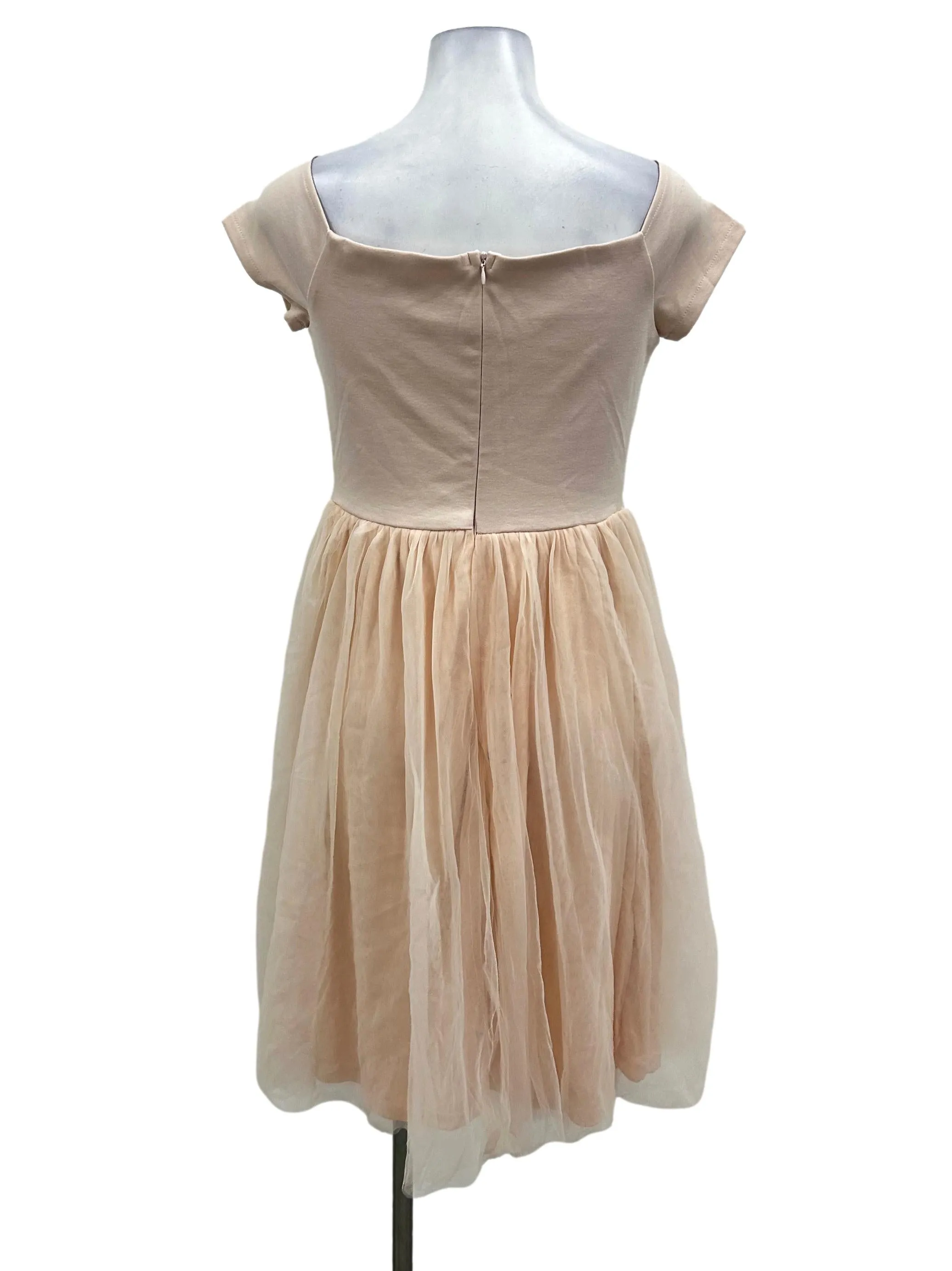 Baby Pink Off Shoulder Mesh Dress