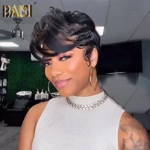 BAISI Pixie Silk Wave Short Cut Wig
