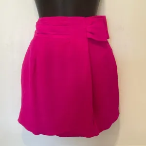 BCBG MAX AZRIA RUNWAY Fuchsia Mini Skirt with Bow Silk Size 8