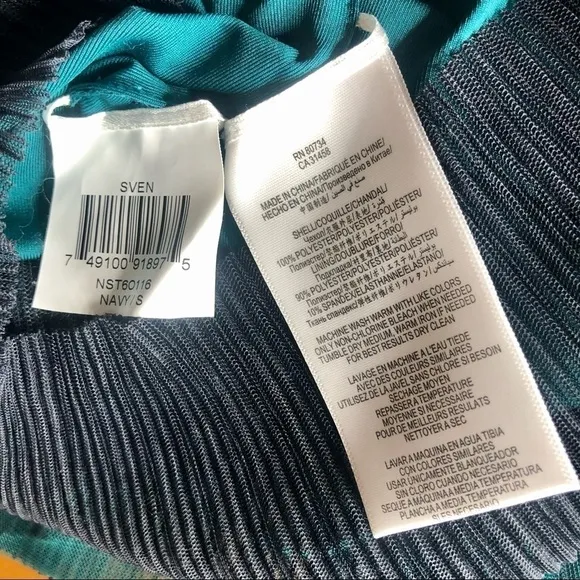 BCBG NWOT Sven micropleat minidress navy teal S