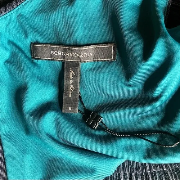 BCBG NWOT Sven micropleat minidress navy teal S