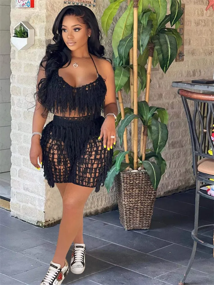Beachwear crochet 2 Two Piece Dress Set