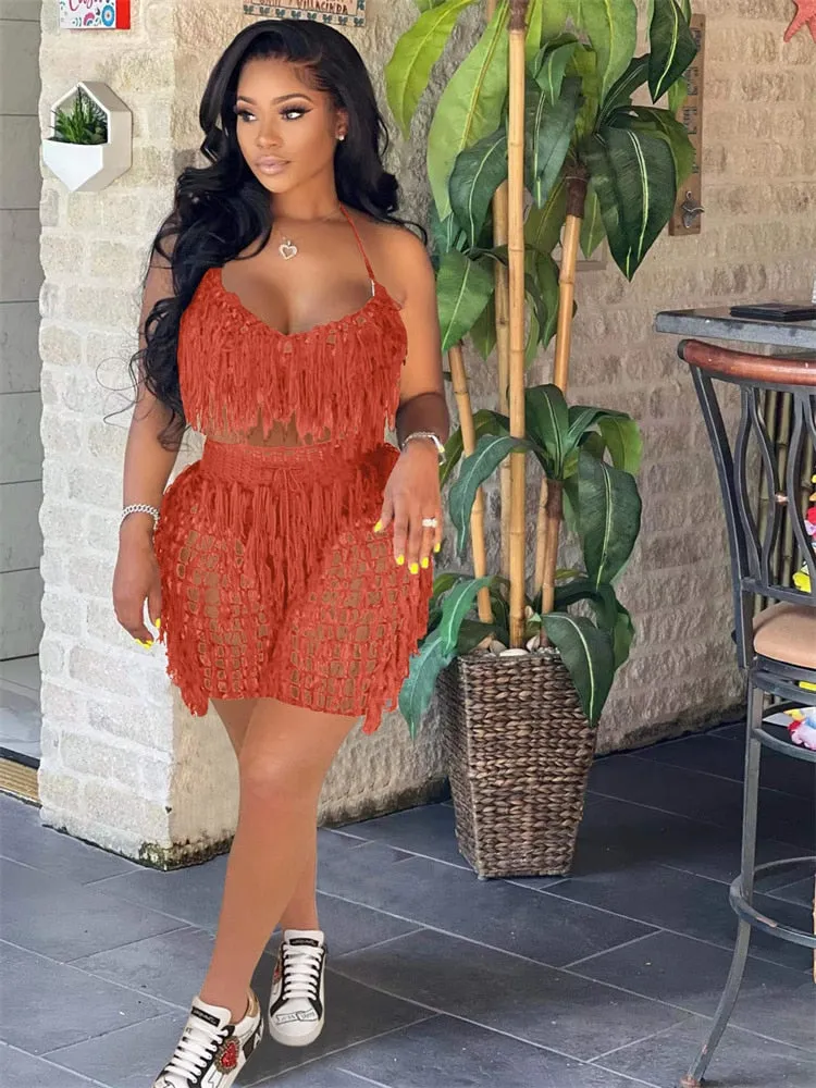 Beachwear crochet 2 Two Piece Dress Set
