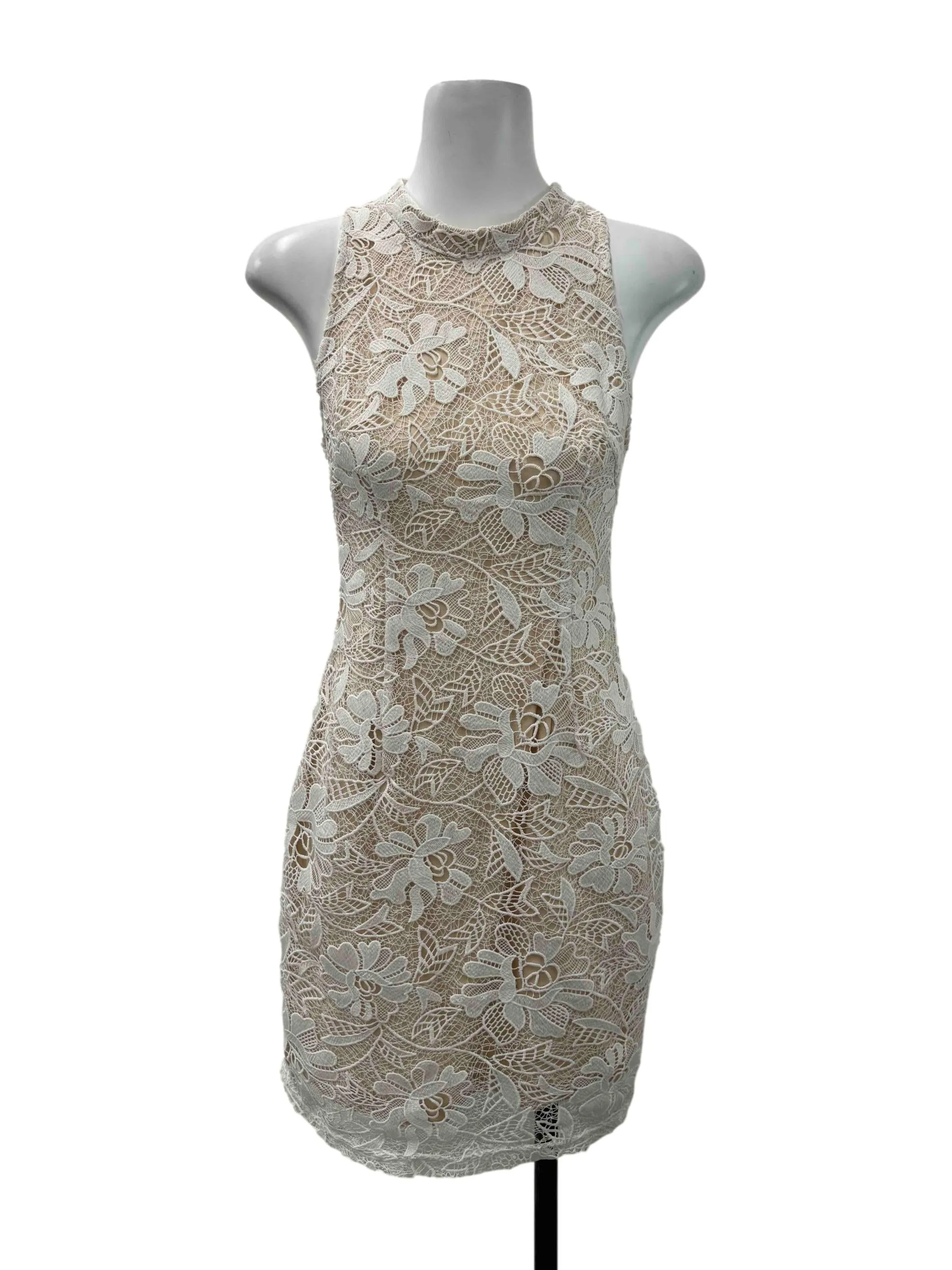 Beige Lace Pencil Dress