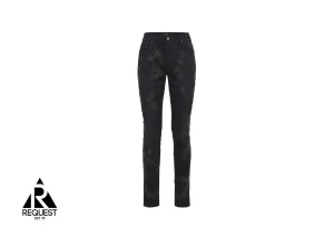 Black Leather Star Applique Chemist Denim "Overdyed Black"
