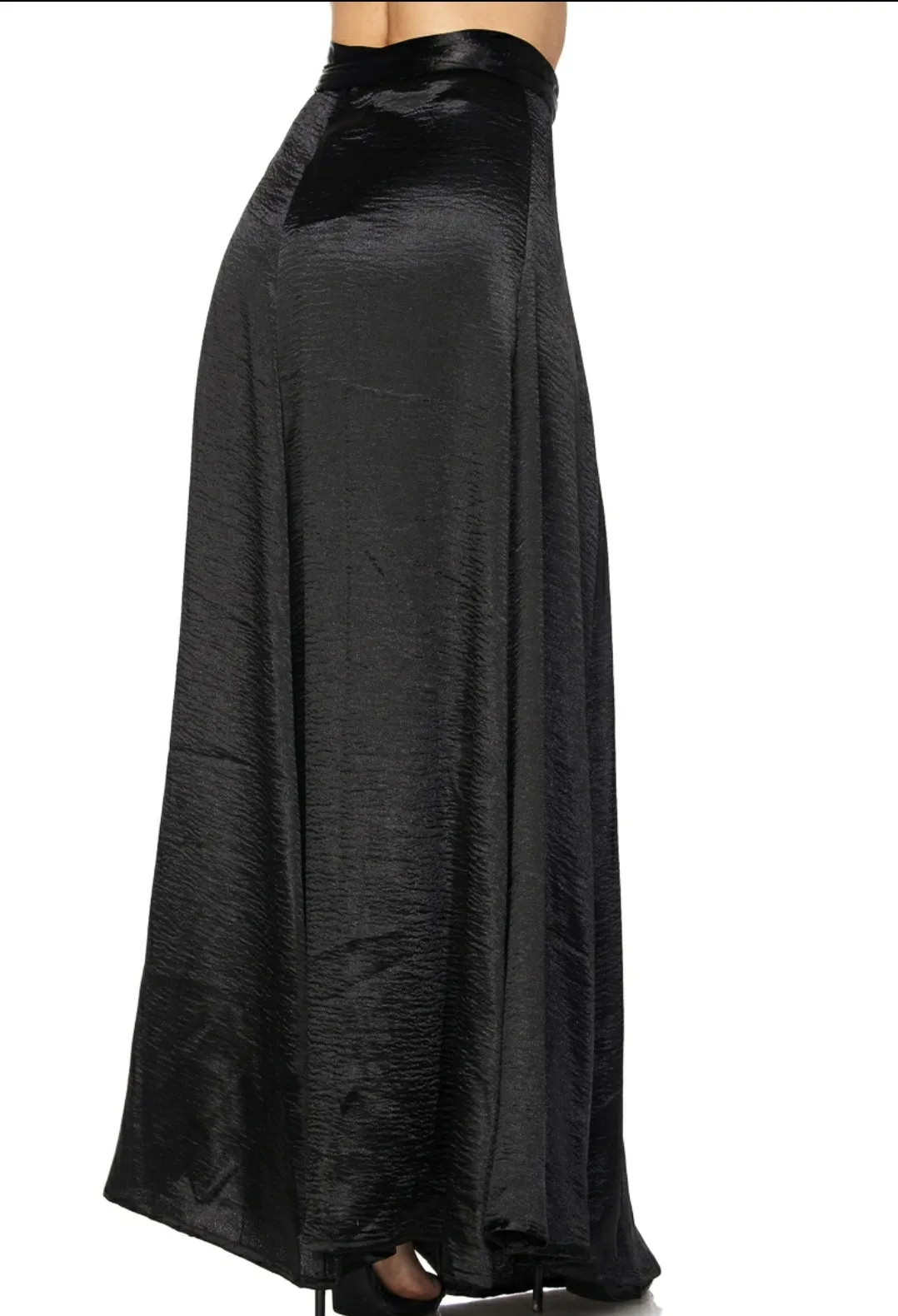 Black Long Satin Skirt