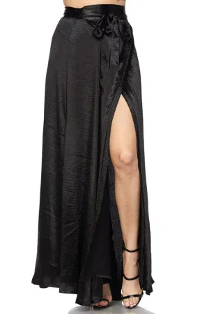 Black Long Satin Skirt