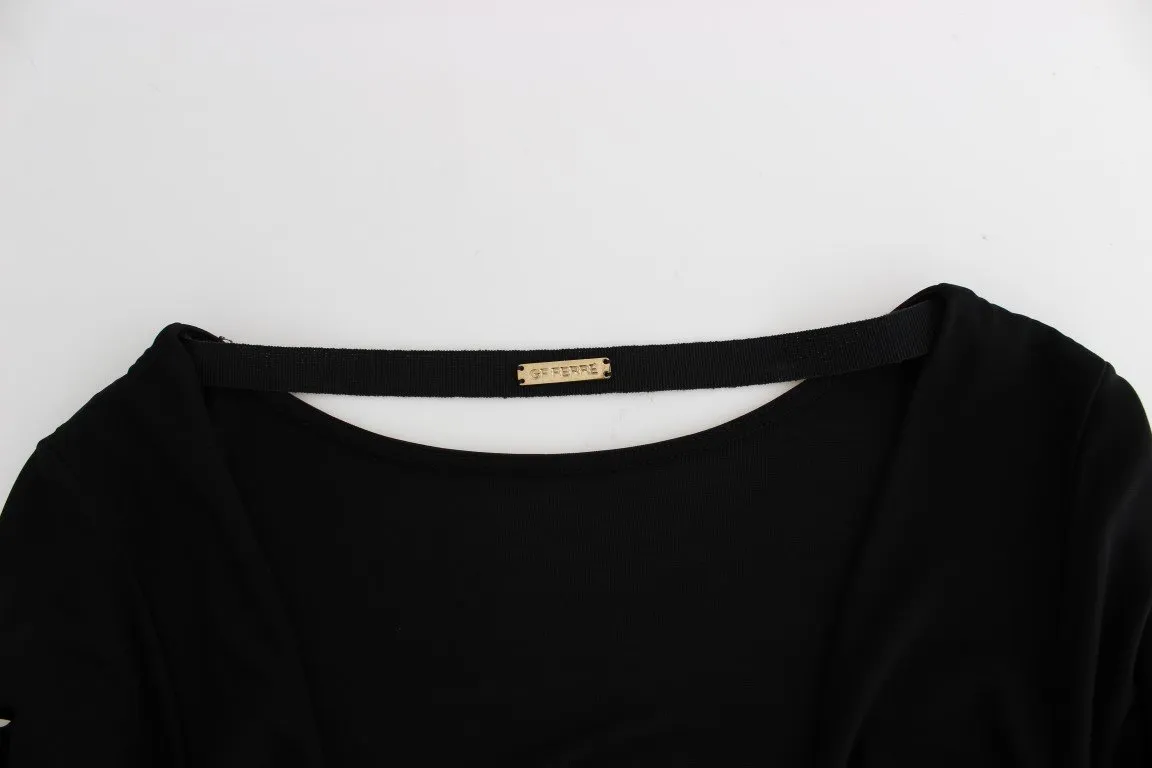 Black Longsleeved Wiggle Viscose Pencil Dress