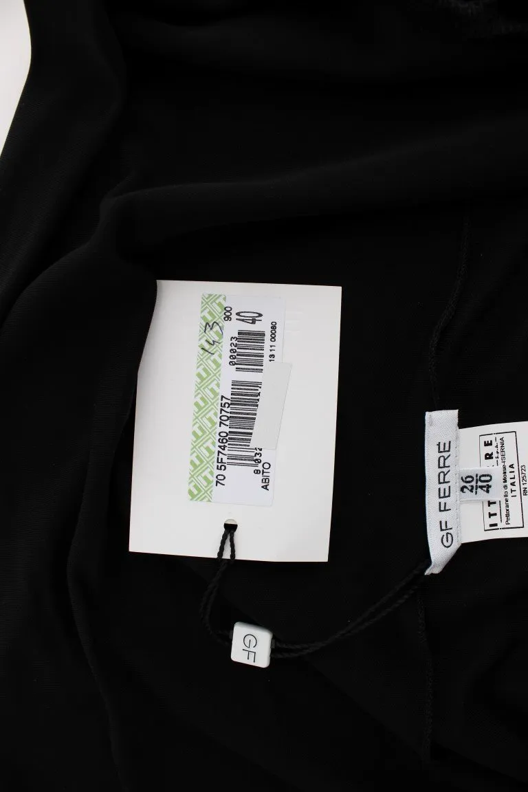 Black Longsleeved Wiggle Viscose Pencil Dress