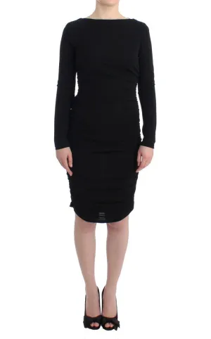 Black Longsleeved Wiggle Viscose Pencil Dress
