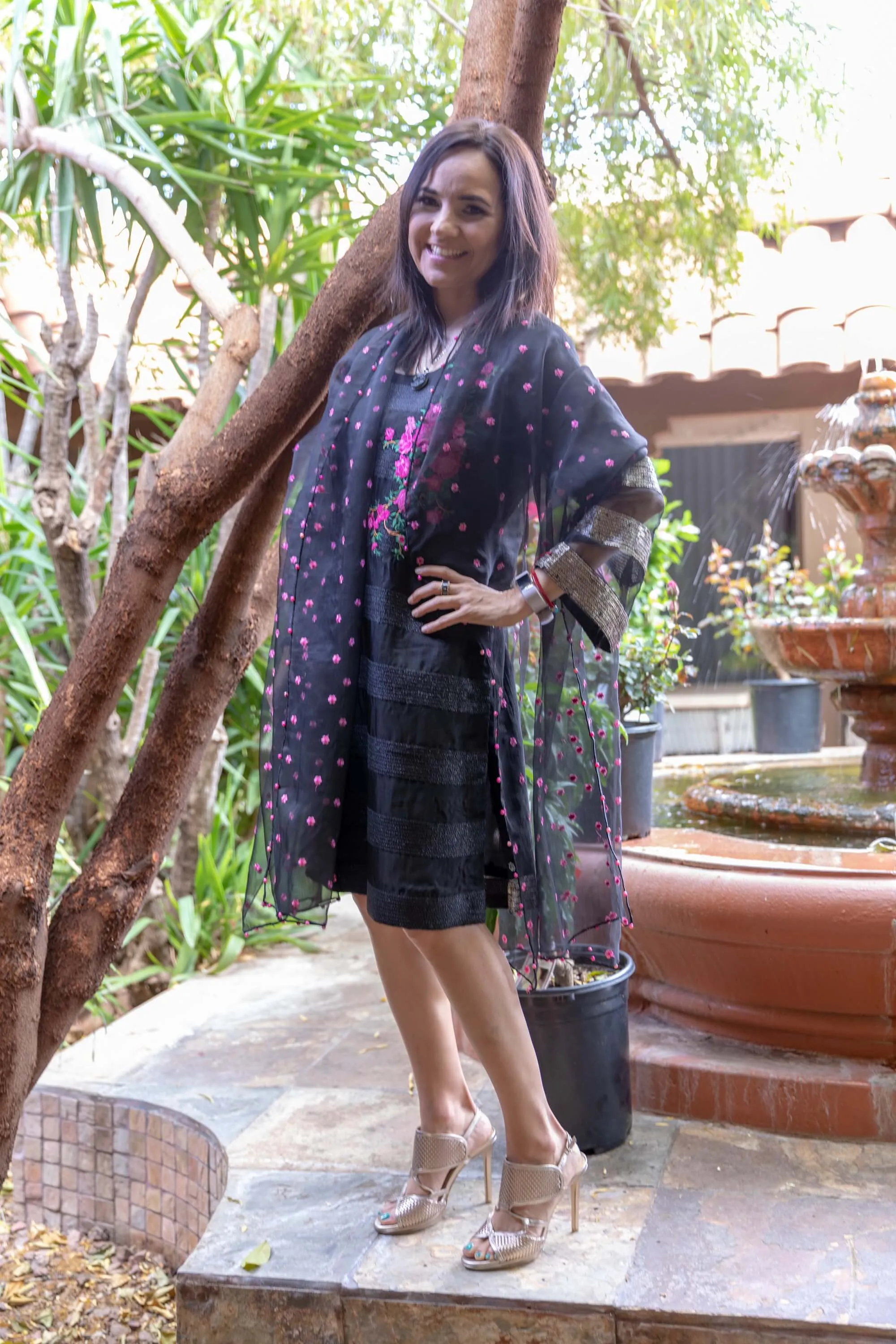 Black Organza Suit With Embroidery