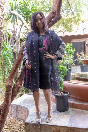 Black Organza Suit With Embroidery