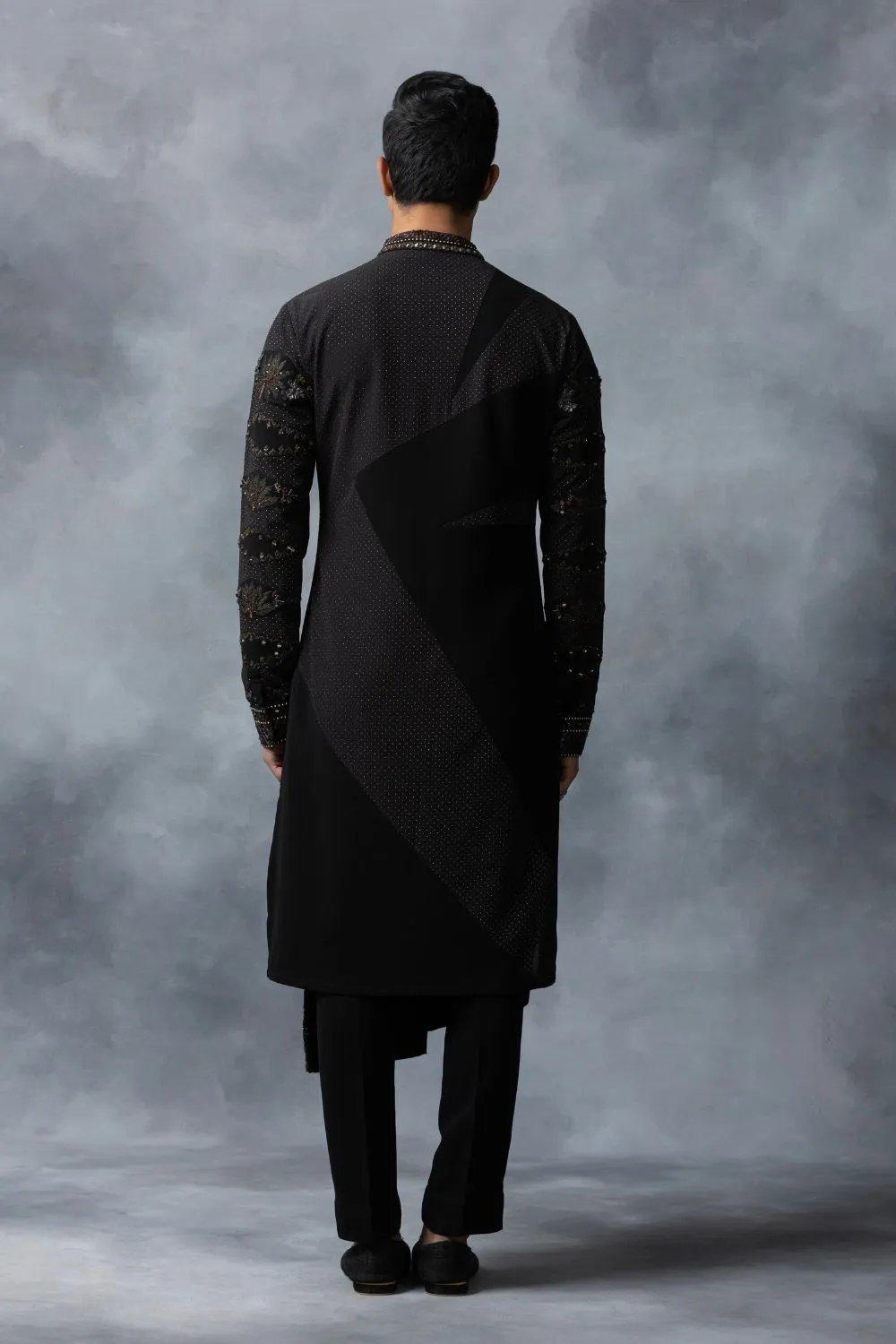Black Panel Kurta Set