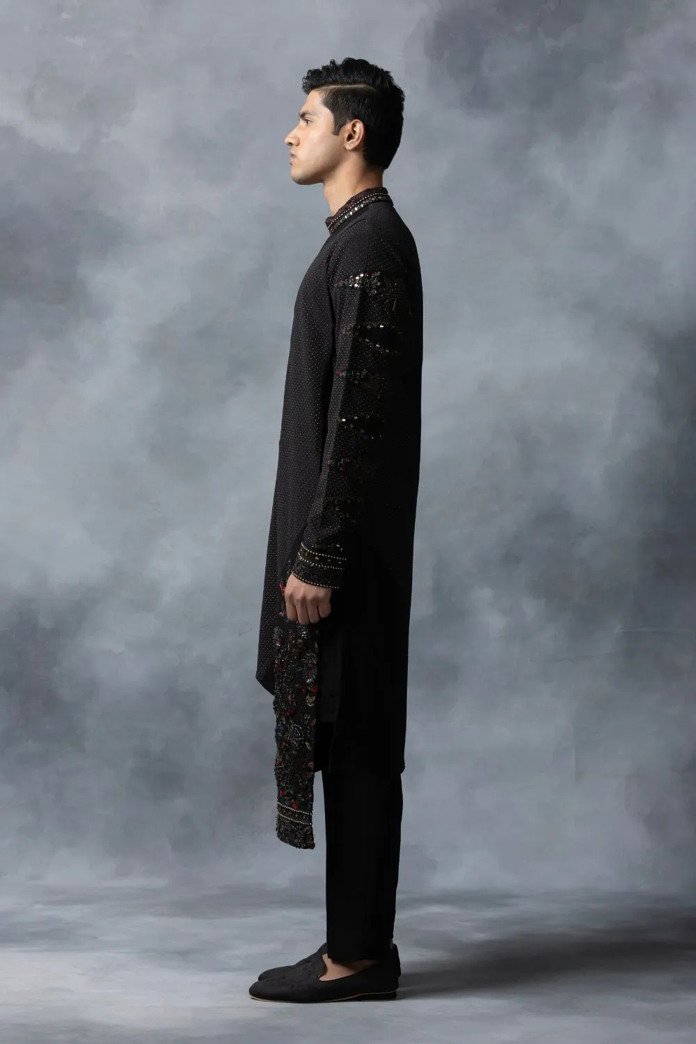 Black Panel Kurta Set