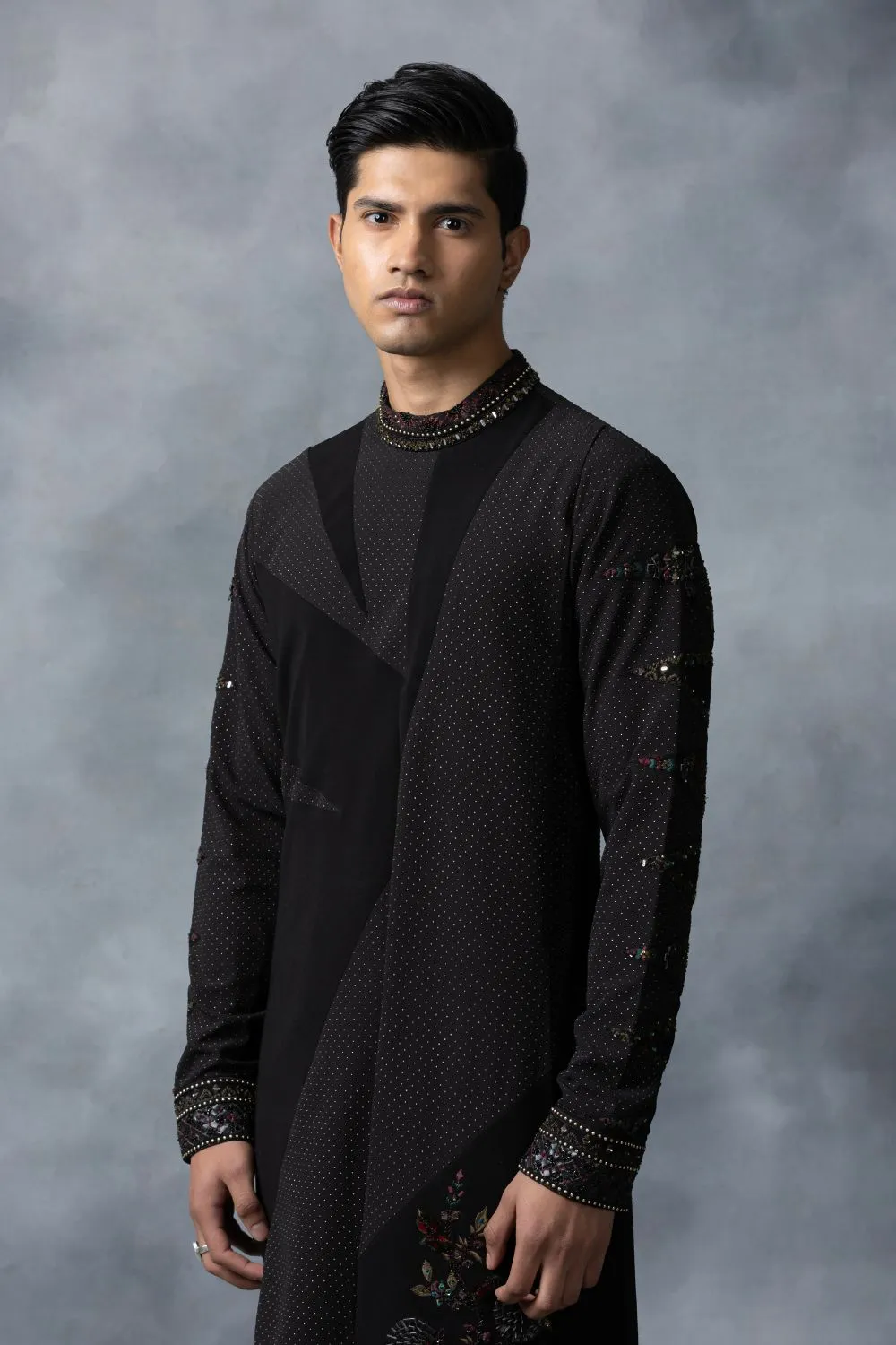 Black Panel Kurta Set