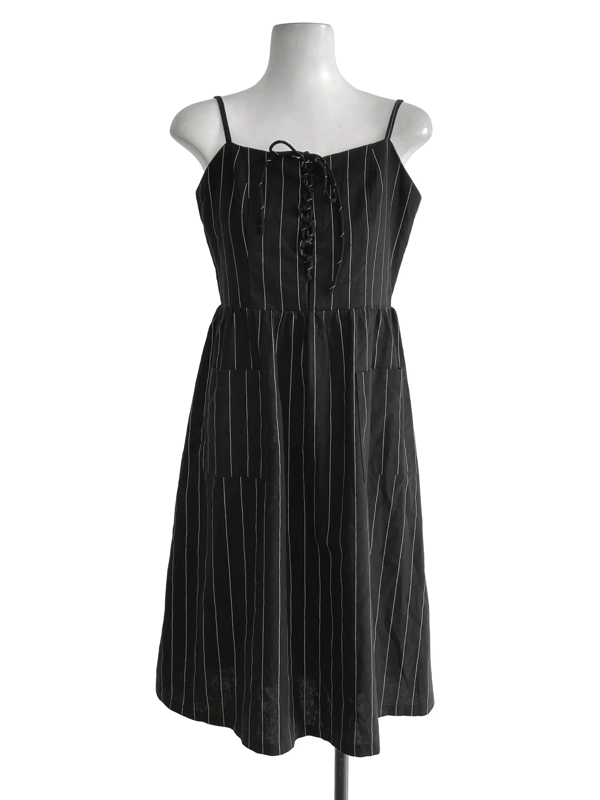 Black Pencil Stripe Cami Dress