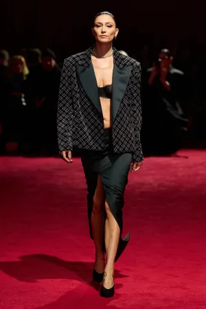 Black Satin Skirt with Slit