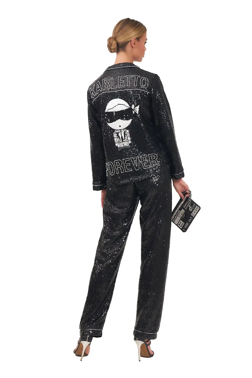 Black Sequin Pajama Pants