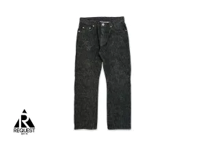 Black Star Leather Patches Fleur Denim Jeans "Black"