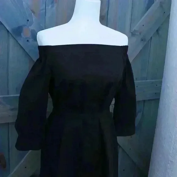Black Theory Off the Shoulder Poplin Dress Belt Size 6 Small