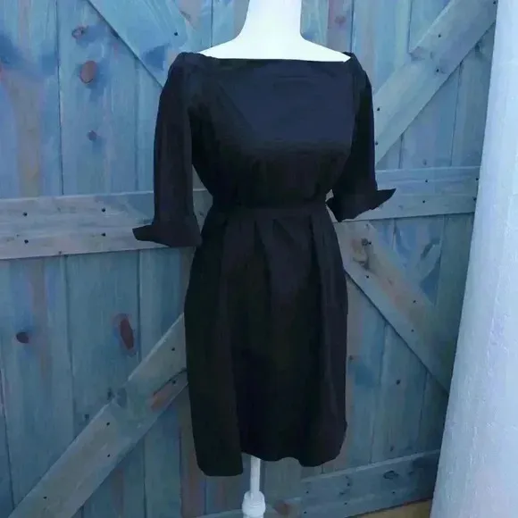 Black Theory Off the Shoulder Poplin Dress Belt Size 6 Small