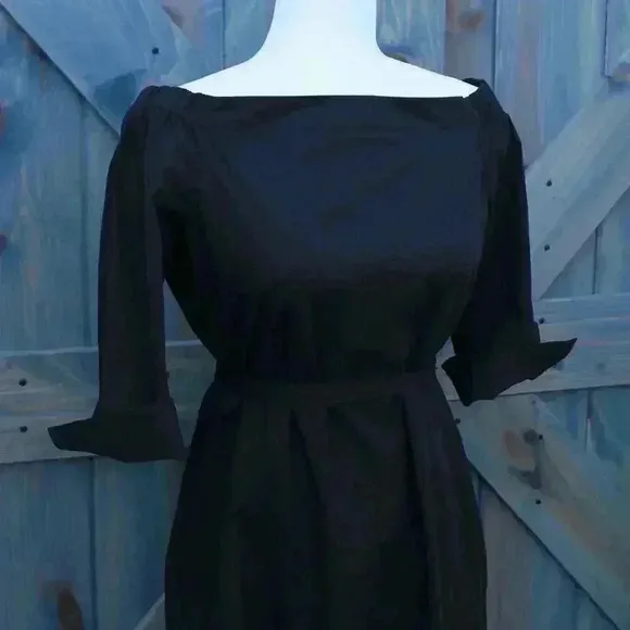 Black Theory Off the Shoulder Poplin Dress Belt Size 6 Small