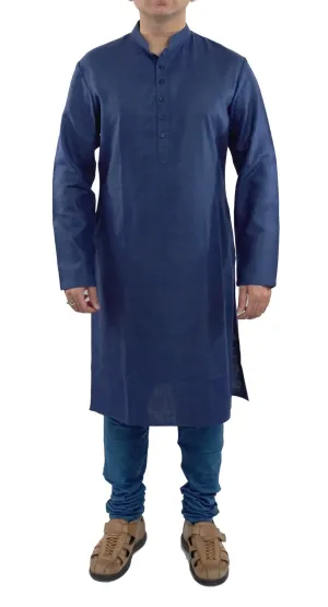Blue Color Matka Silk Kurta with Churidar Pajami