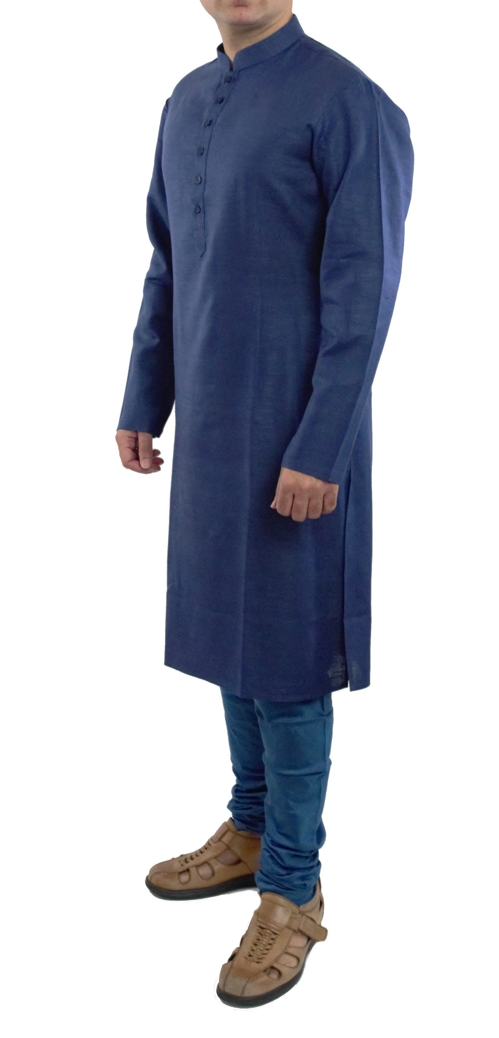 Blue Color Matka Silk Kurta with Churidar Pajami