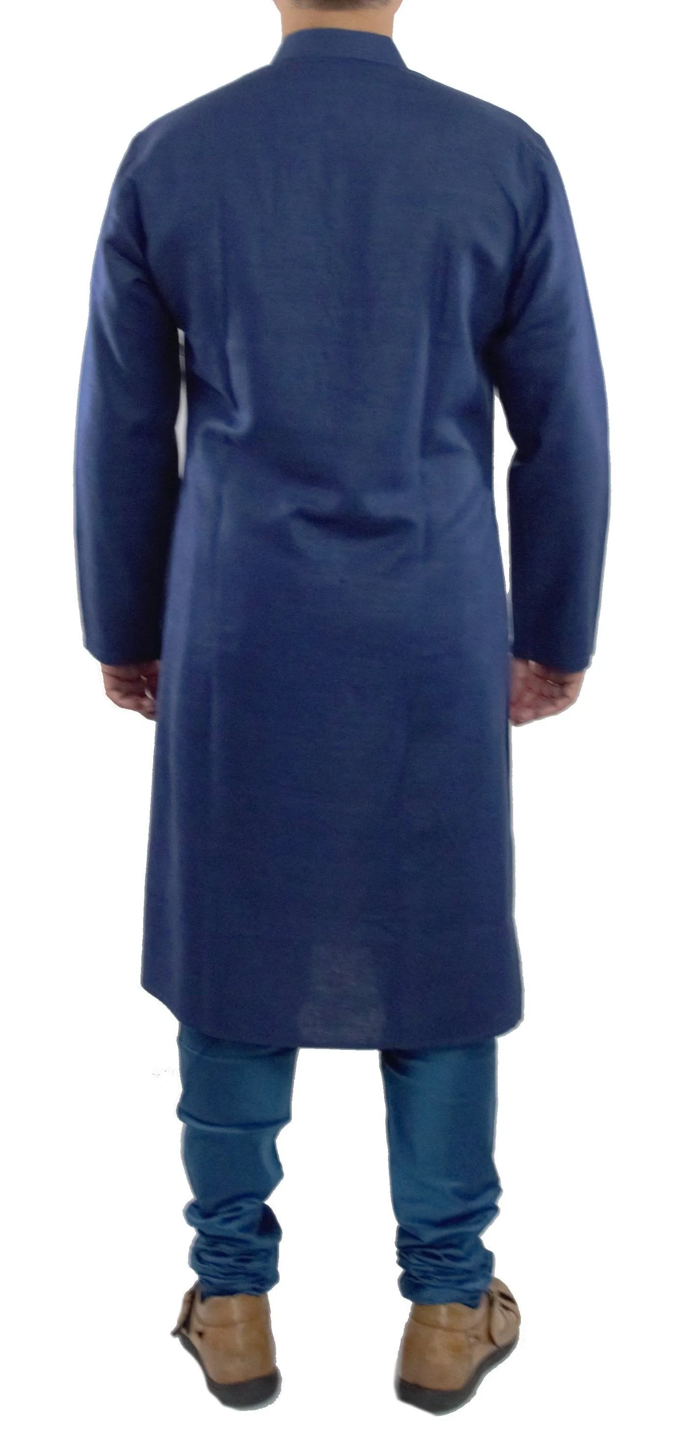 Blue Color Matka Silk Kurta with Churidar Pajami
