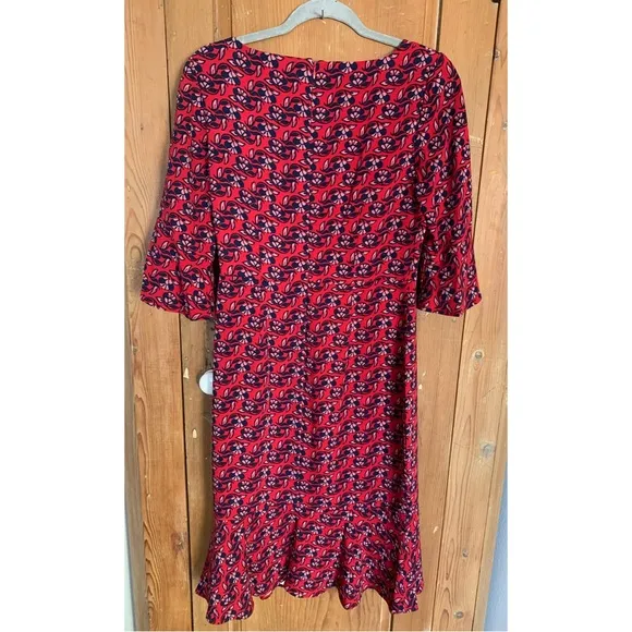 Boden Wall Flower red poinsettia flippy pencil dress