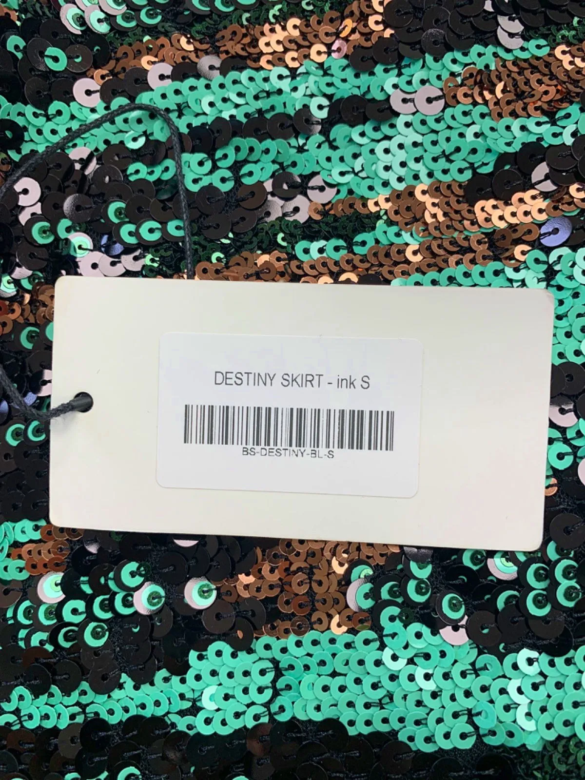 Boohoo Green & Black Sequin Destiny Skirt UK S