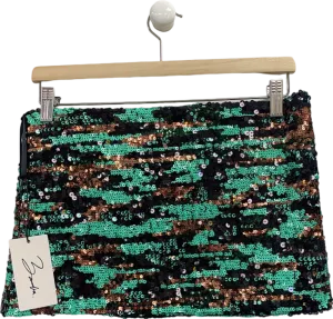 Boohoo Green & Black Sequin Destiny Skirt UK S