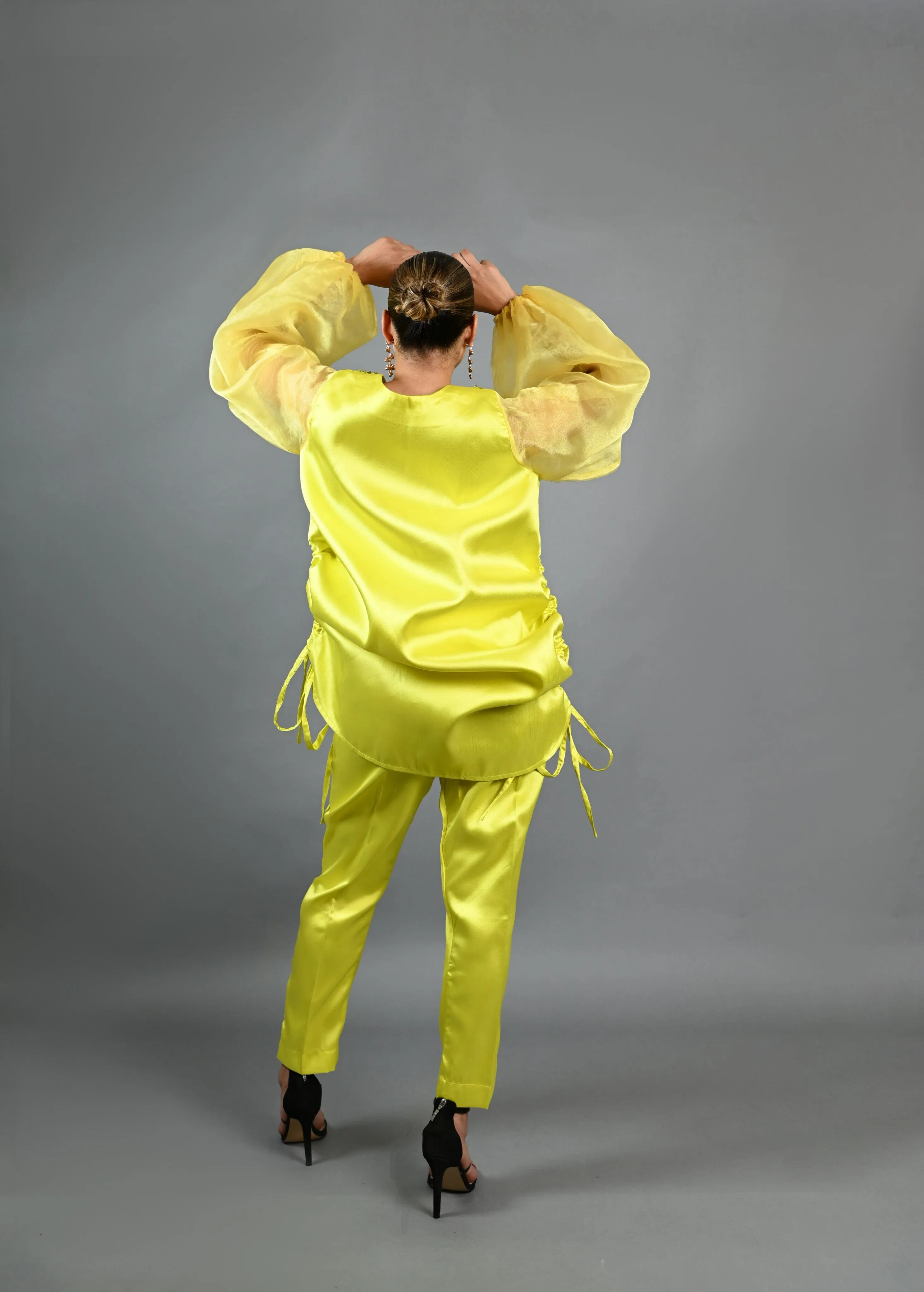 Boss Tunic Top and Pant set with sequin and bubble sleeves (Neon)