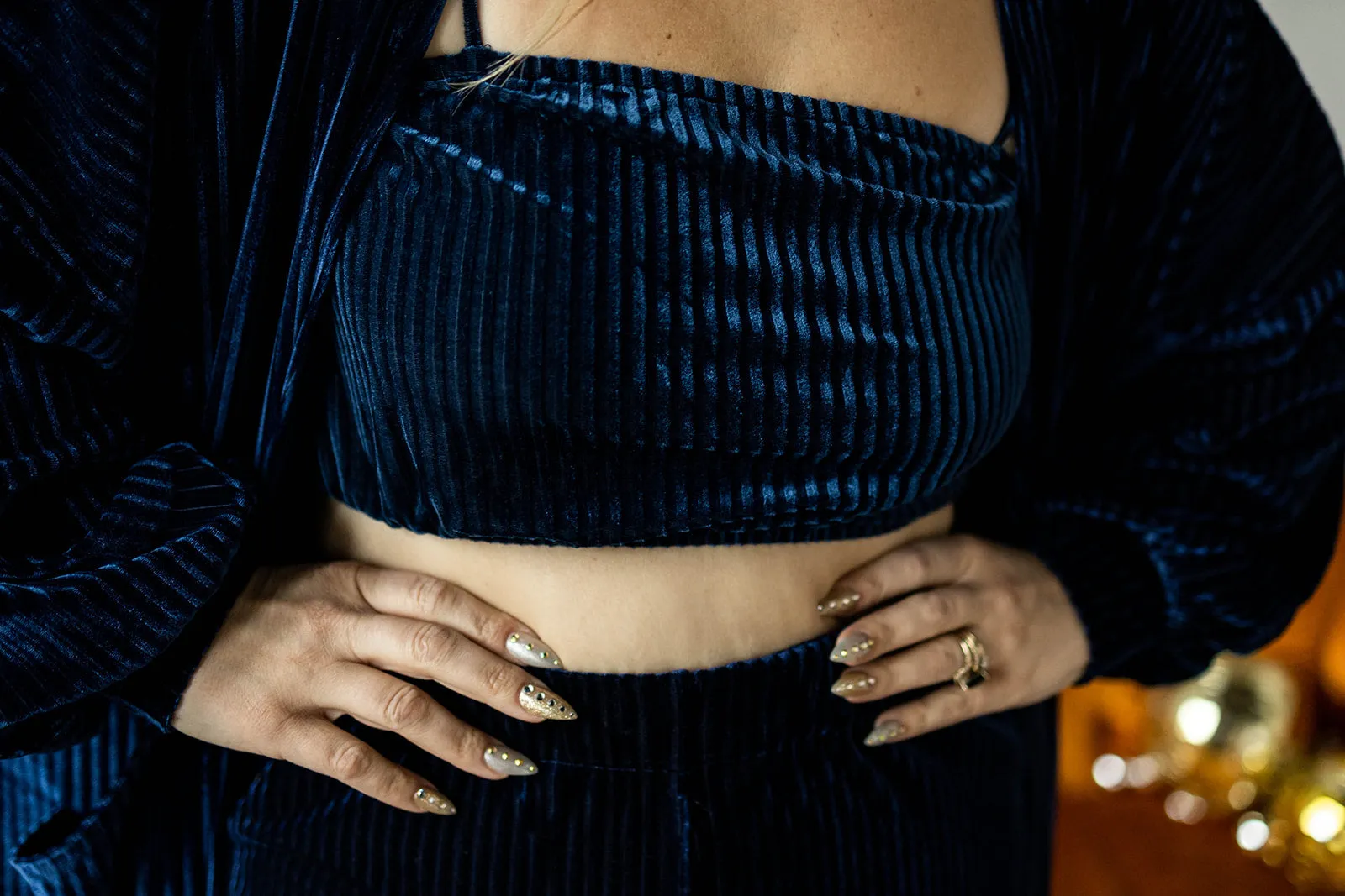 bowie velvet bralette in navy