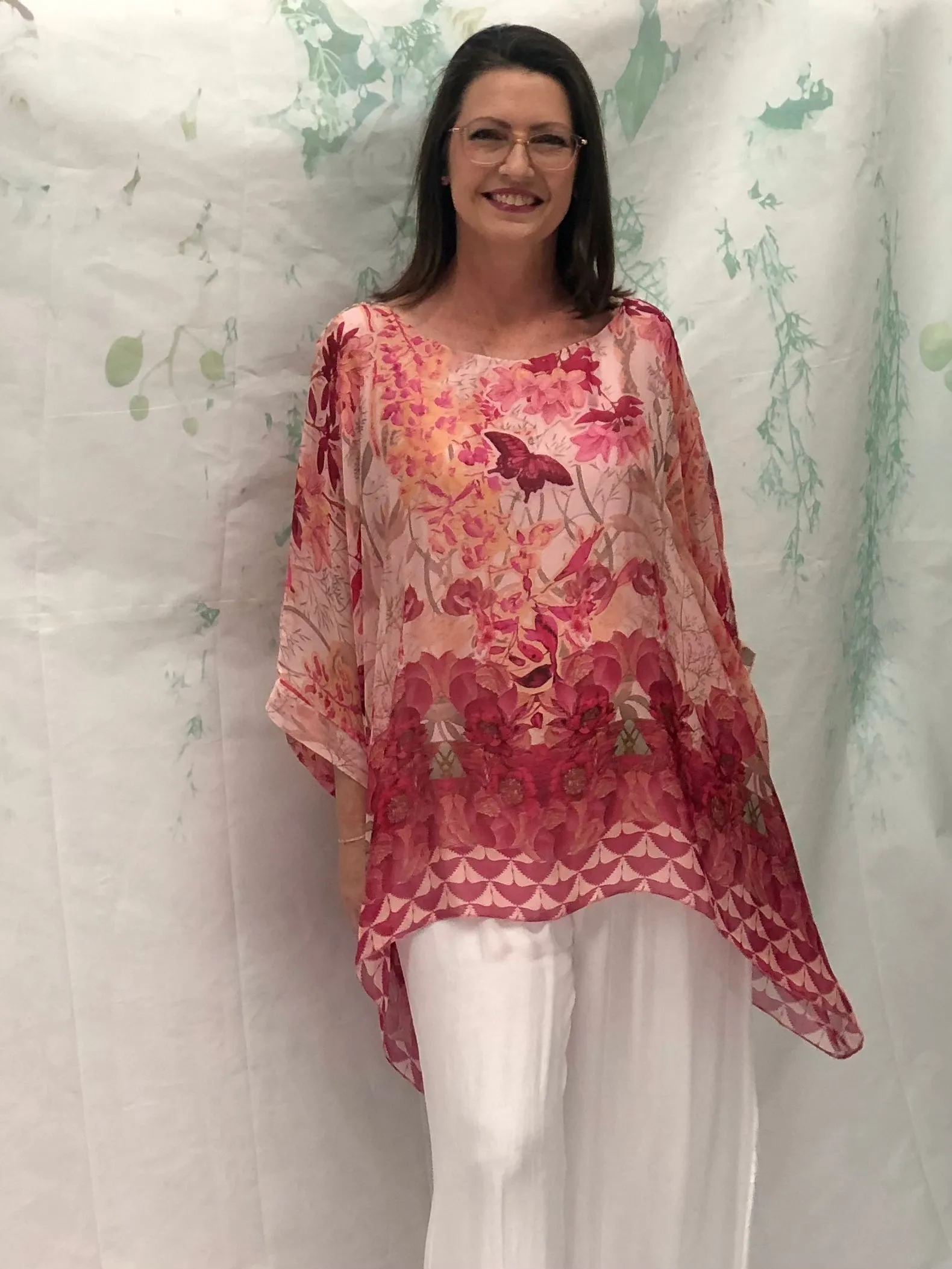 Brax Pink Garden Silk Top