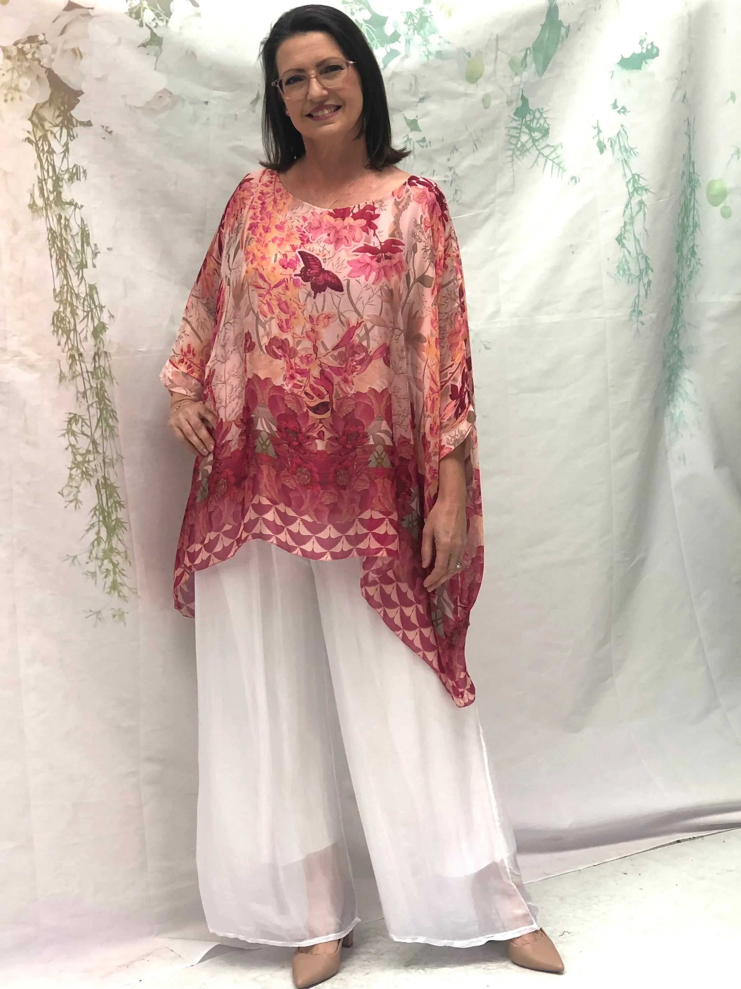 Brax Pink Garden Silk Top