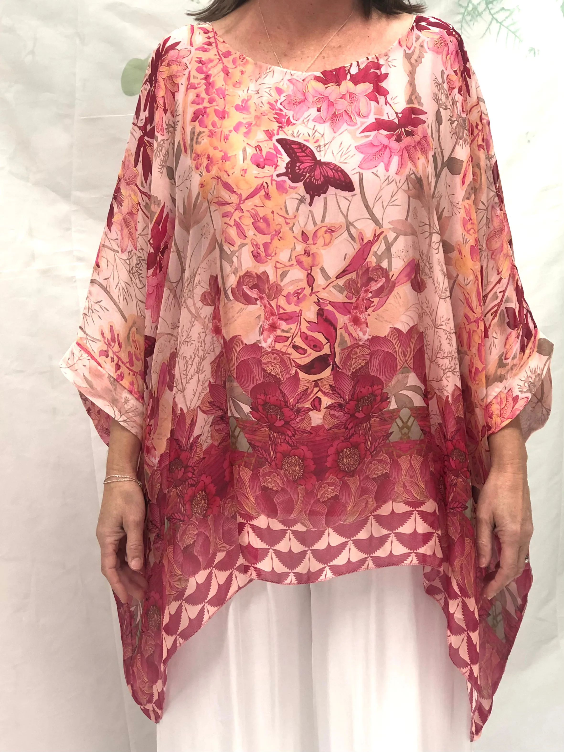 Brax Pink Garden Silk Top