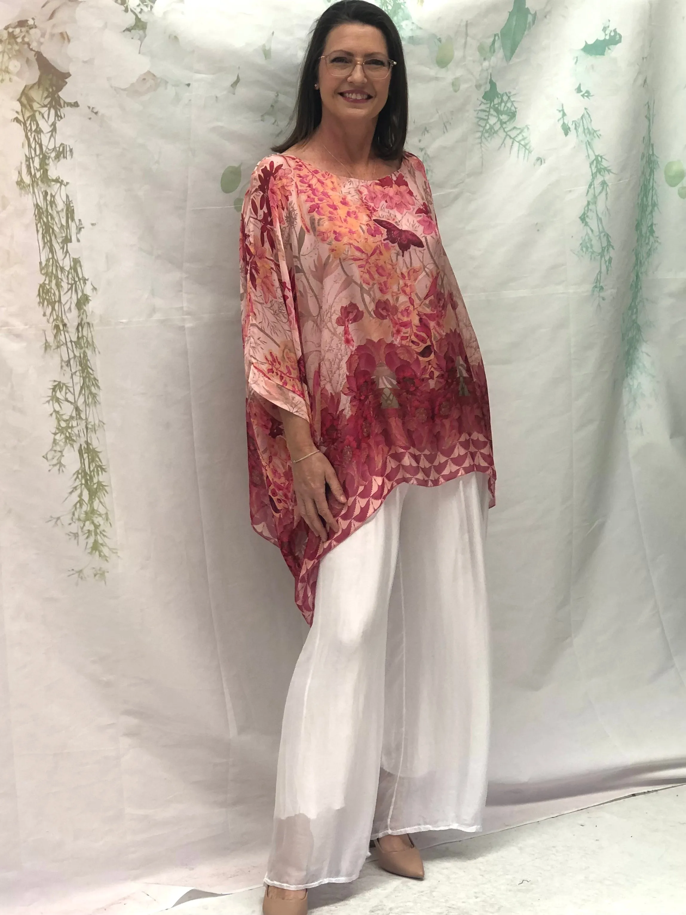 Brax Pink Garden Silk Top