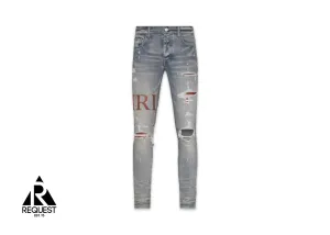 Brown Leather Stitch Logo Denim "Clay Indigo"