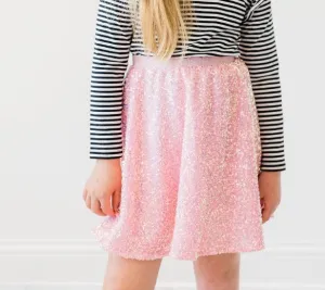 BUBBLEGUM PINK SEQUIN TWIRL SKIRT | Mila and Rose